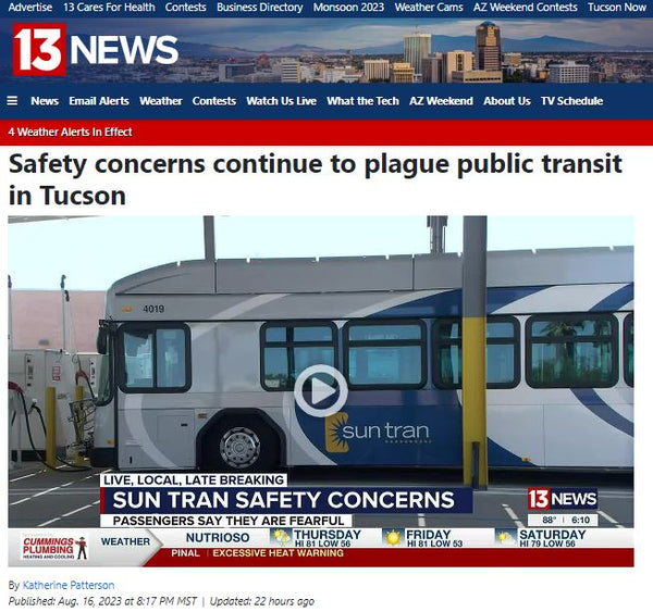 NEWS FLASH: KOLD Channel 13 Features Violence problem on the Free Crime Bus: Sun Tran